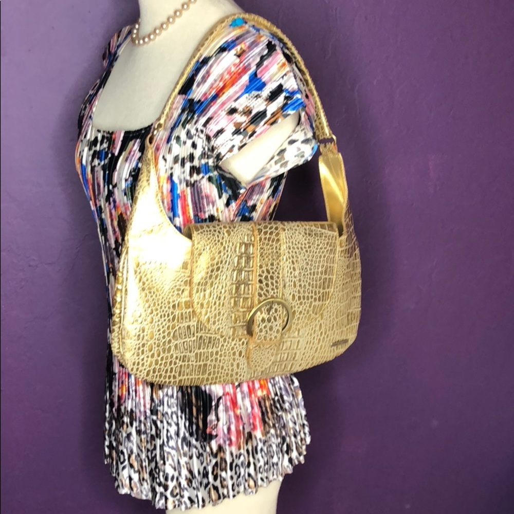 Charlie Larson Gold Croc Leather Hobo